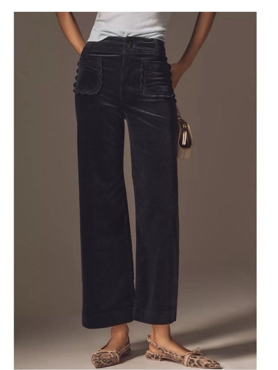 Anthropologie Pants - Anthropologie Maeve Colette Corduroy Scalloped Pockets Wide Leg Pants 27 TALL